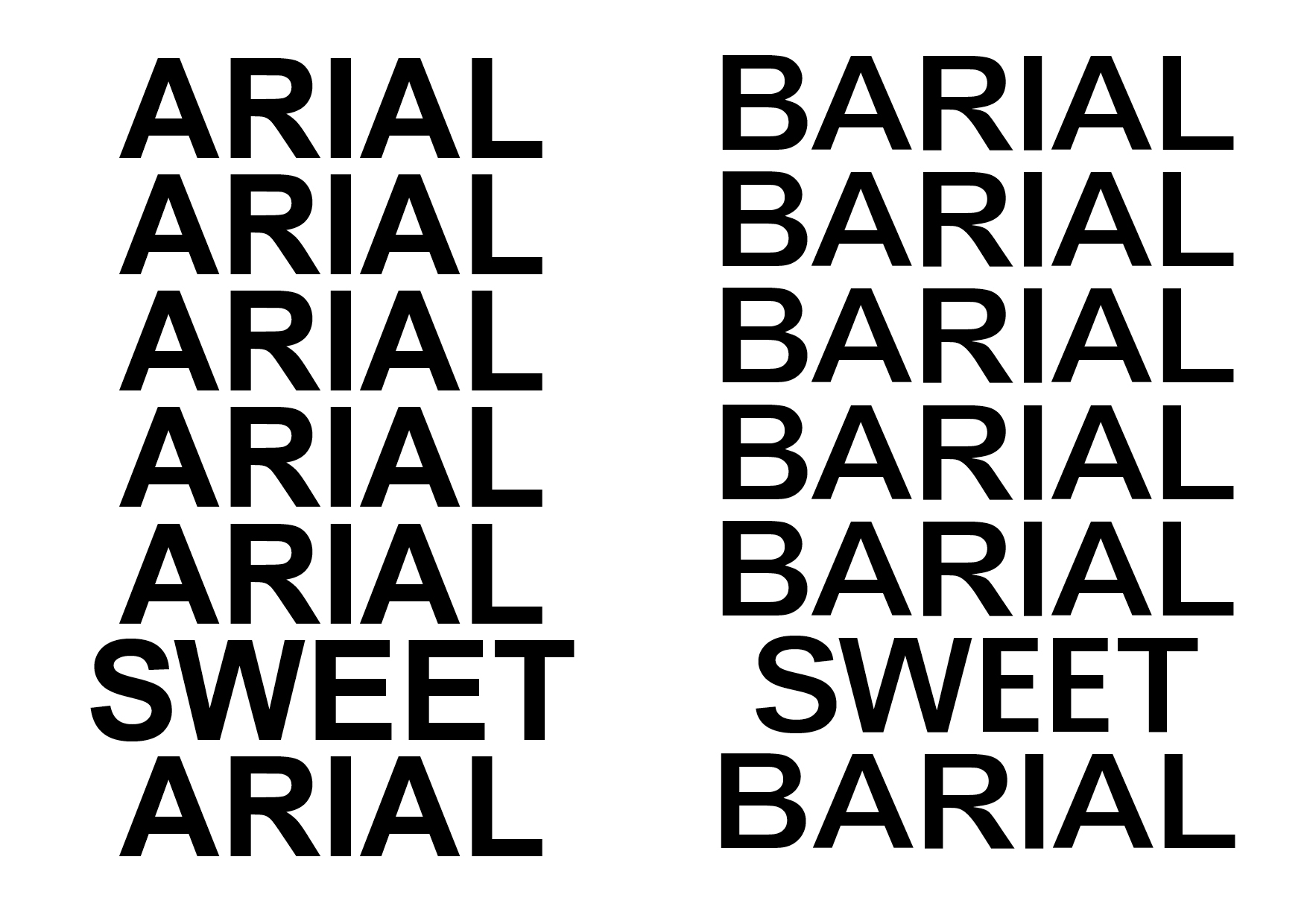 Typeface | Barial | Arial | Alternate