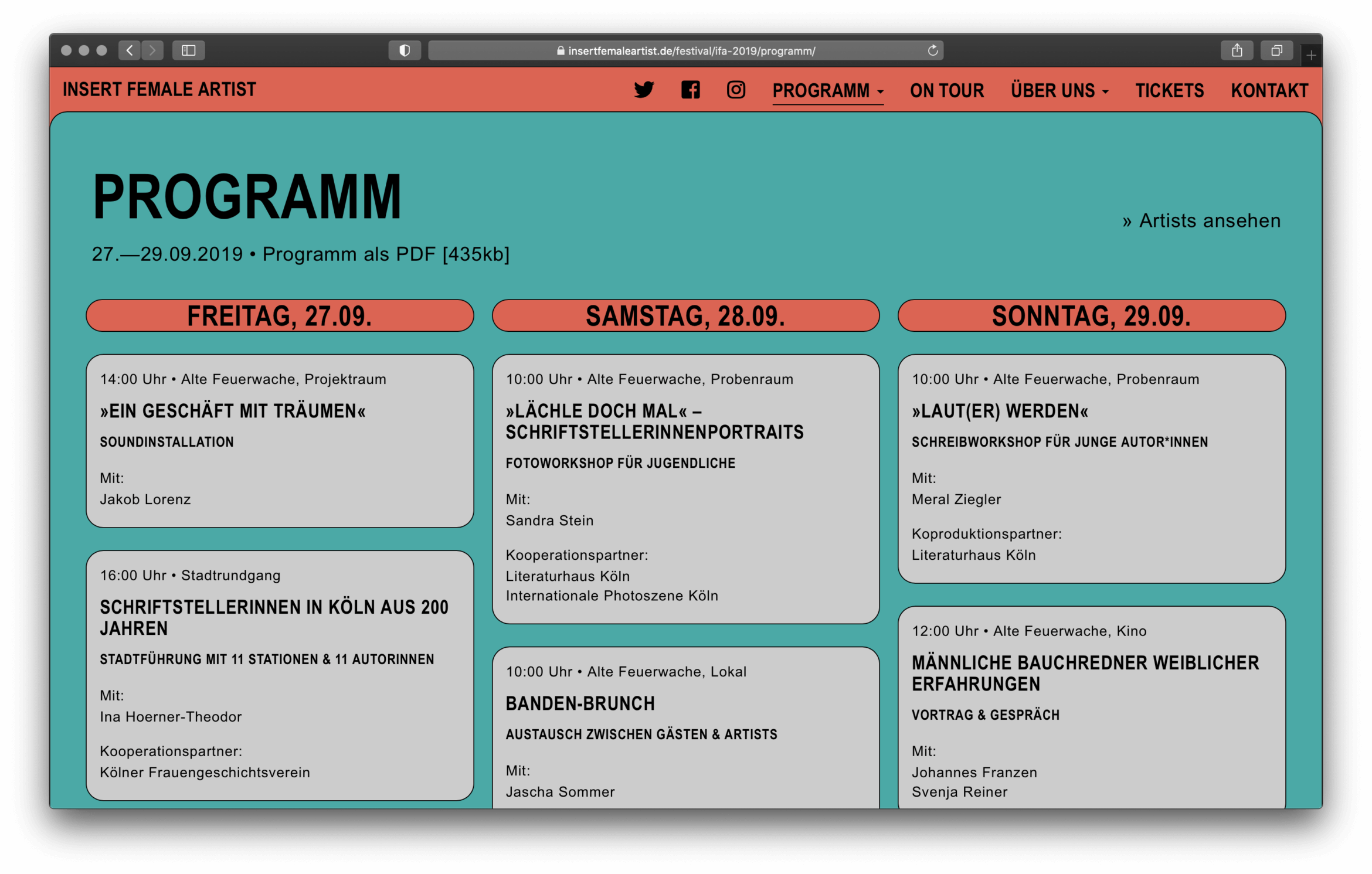 Programm | Insert female artist | köln